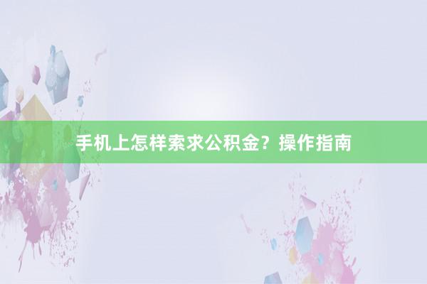 手机上怎样索求公积金？操作指南
